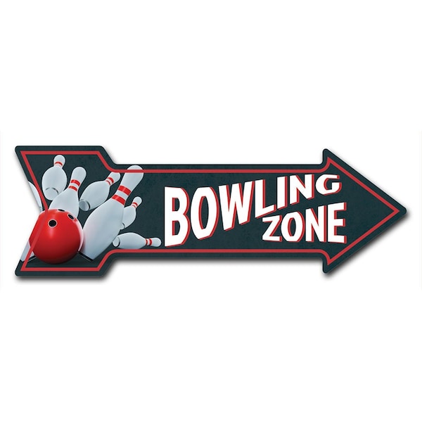 Signmission Bowling Zone Arrow Decal Funny Home Decor 18in Wide D-A-999936 - main